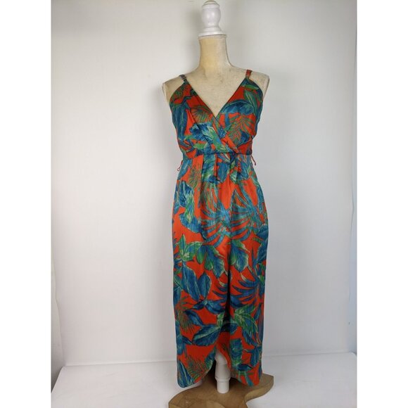 Nicole MIller V Neck Tropical Floral Tank Dress Womens Size 6 Summer - Picture 1 of 11